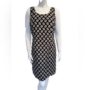 Radley Vintage Swirl Dress Black White Mod Knee Length Sz 12 Minimal Chic